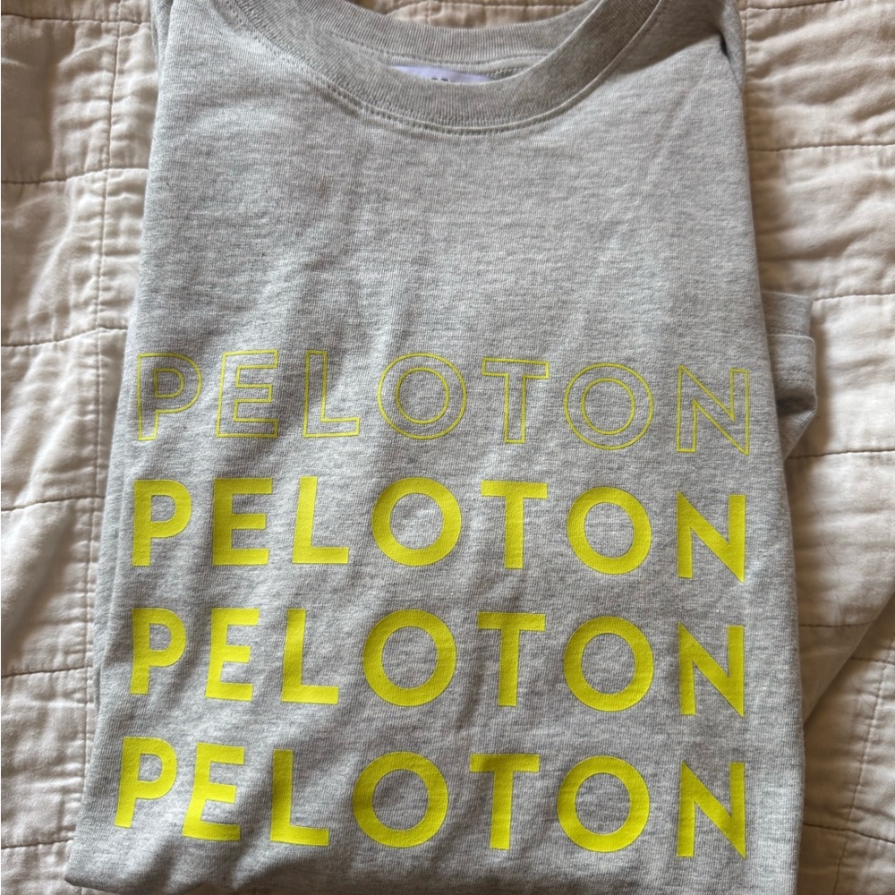Peloton Gray and Yellow T-Shirt